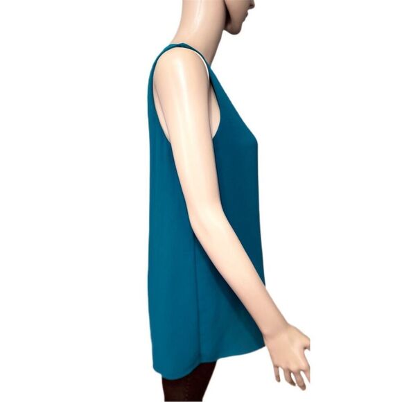 Badgley Mischka Womens Blouse S One Shoulder Asymmetrical Turquoise 1075 - Picture 3 of 10